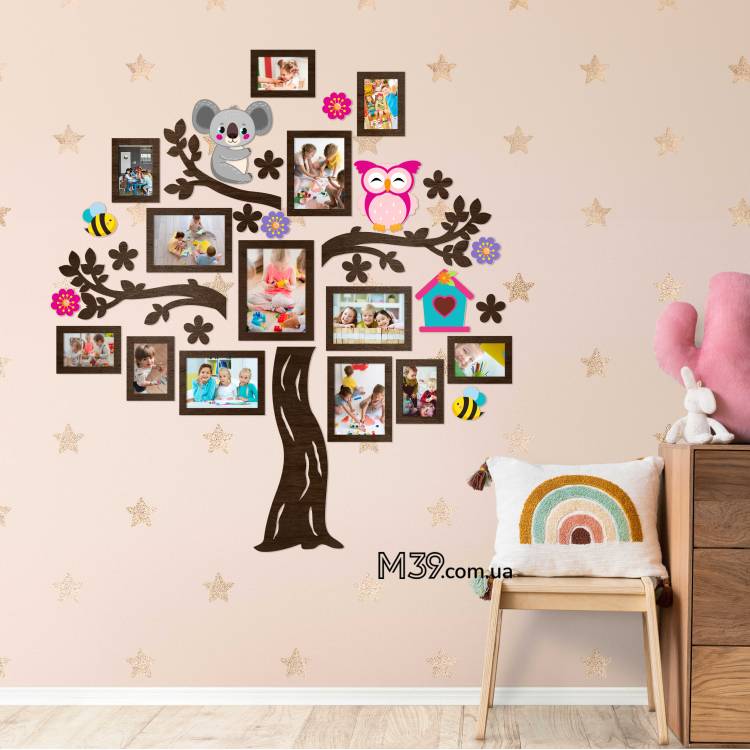 Декор в Садок на Стіну - Сімейне Дерево "Лісова Казка", Композиція з Фоторамок