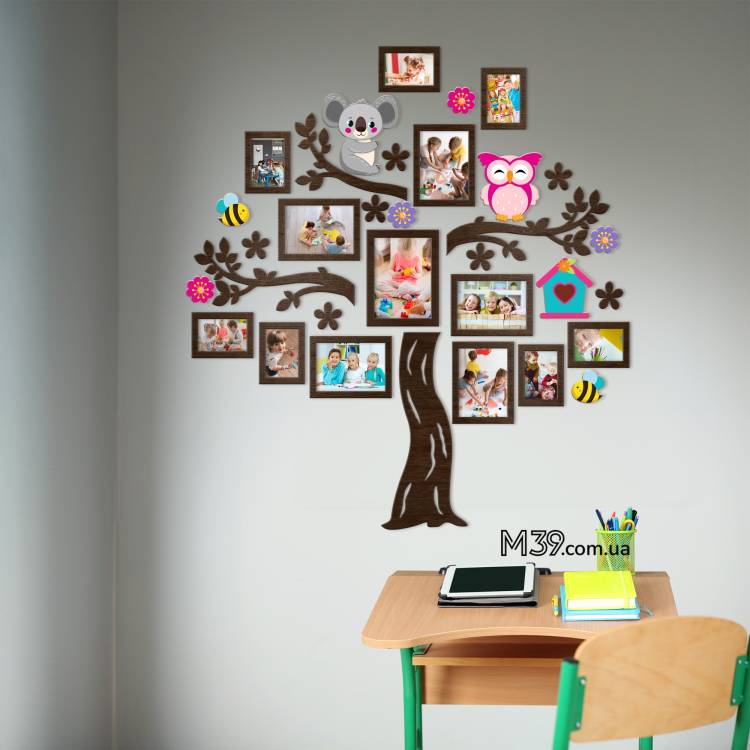 Декор в Школу на Стіну - Композиція з Фоторамок Лісова Казка, Дерево Дитяче m39.com.ua Декор в Школу на Стіну - Композиція з Фоторамок Лісова Казка, Дерево Дитяче