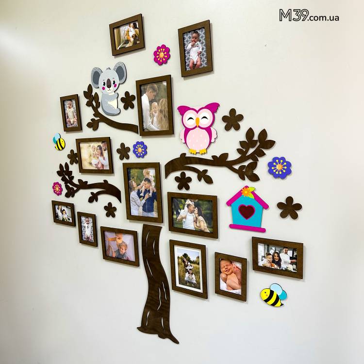 Декор в Садок на Стіну - Сімейне Дерево "Лісова Казка", Композиція з Фоторамок