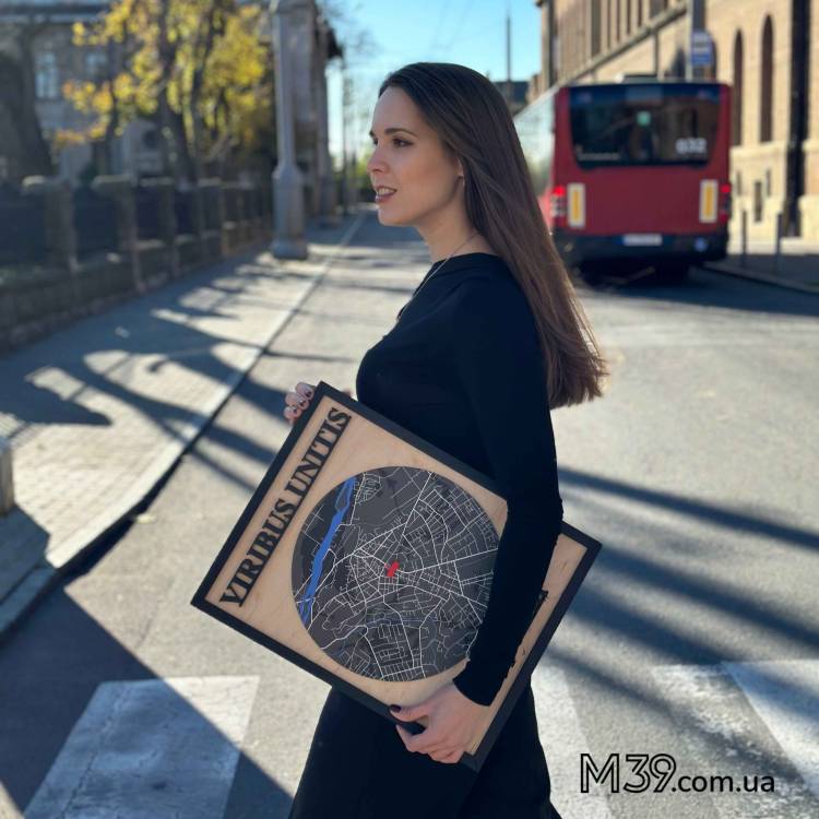 Декоративна Табличка Настінна Карта Міста з Дерева