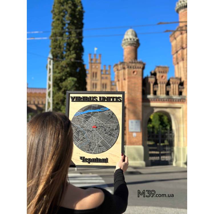 Декоративна Табличка Настінна Карта Міста з Дерева