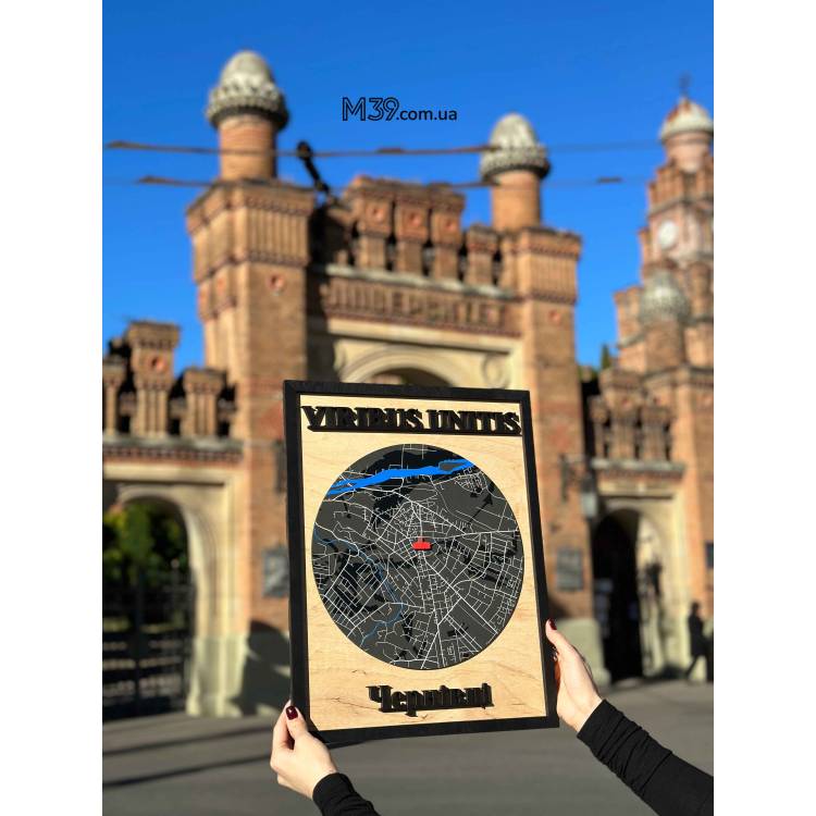 Декоративна Табличка Настінна Карта Міста з Дерева