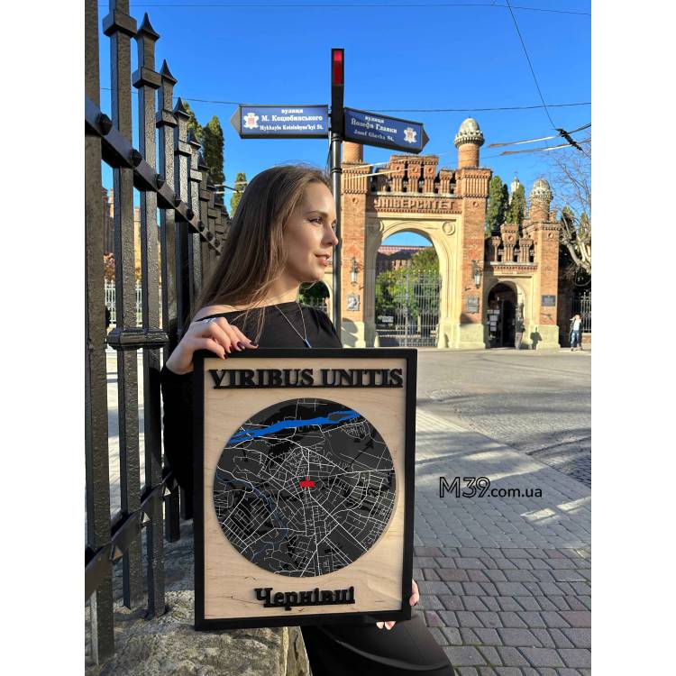 Декоративна Табличка Настінна Карта Міста з Дерева