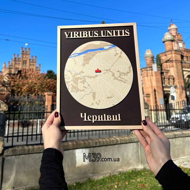 Декоративна Табличка Настінна Карта Міста з Дерева