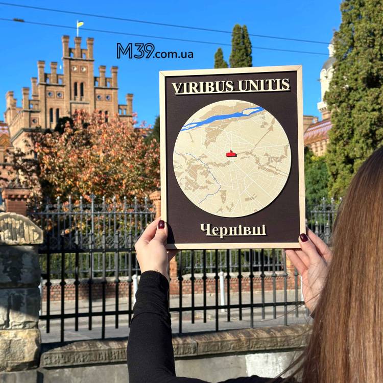 Декоративна Табличка Настінна Карта Міста з Дерева