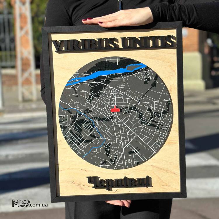 Декоративна Табличка Настінна Карта Міста з Дерева