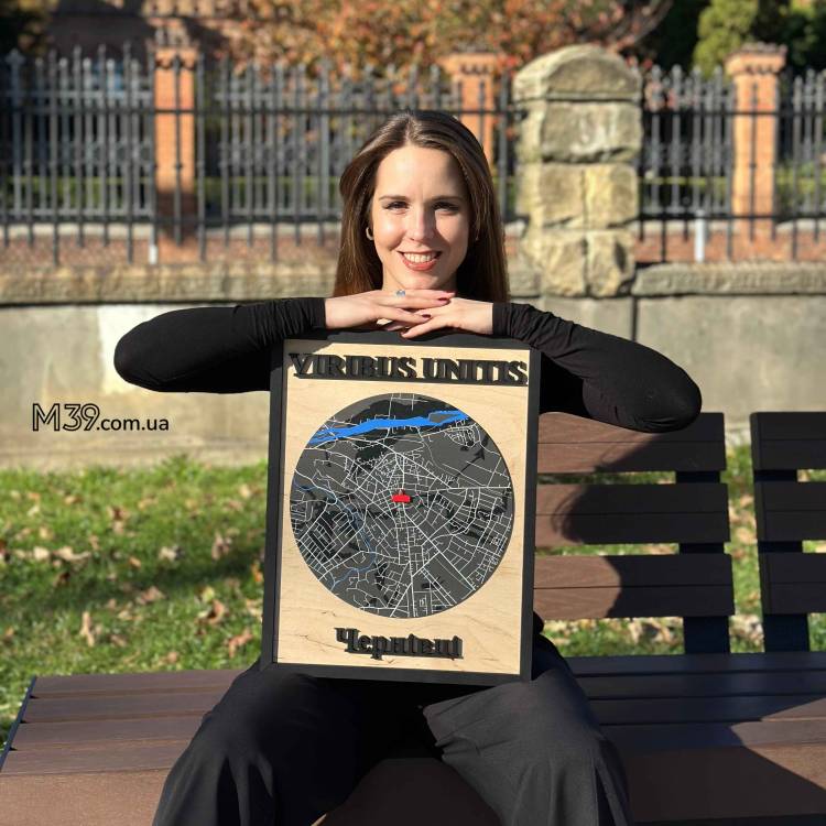 Декоративна Табличка Настінна Карта Міста з Дерева