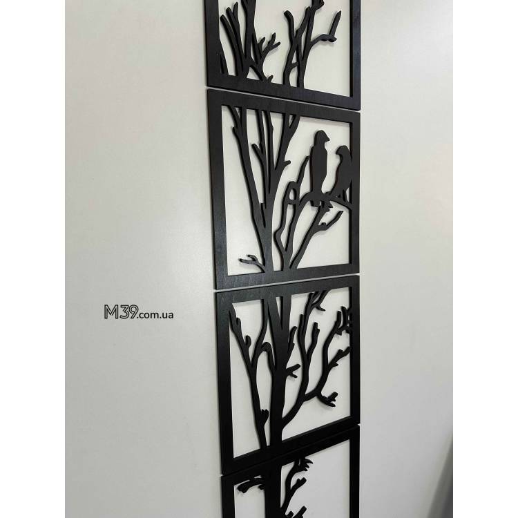 Декоративне Панно з Дерева Пташки на Гілках