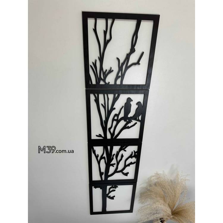 Декоративне Панно з Дерева Пташки на Гілках