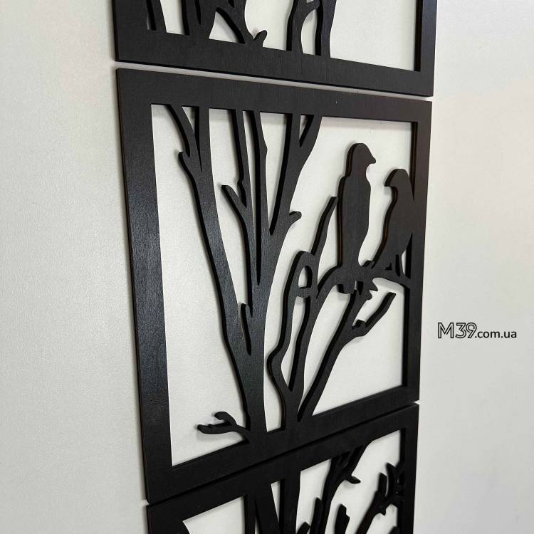 Декоративне Панно з Дерева Пташки на Гілках