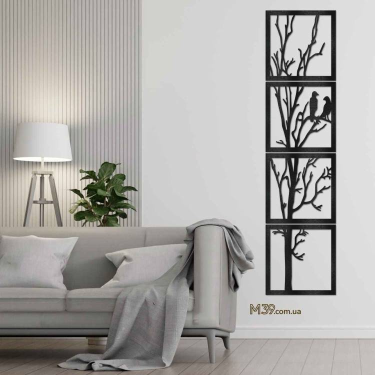 Декоративне Панно з Дерева Пташки на Гілках m39.com.ua Декоративне Панно з Дерева Пташки на Гілках