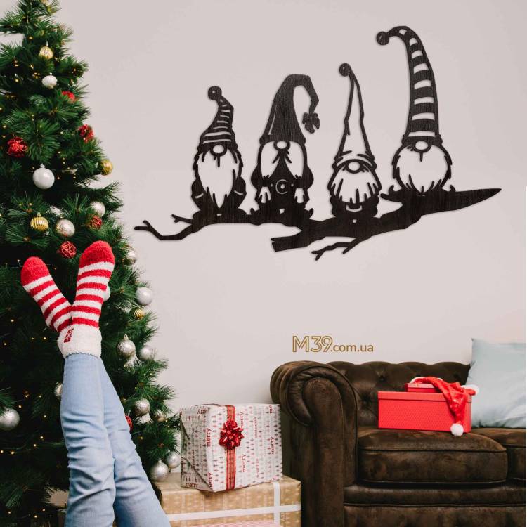 Декоративне Настінне Панно з Дерева Гноми 