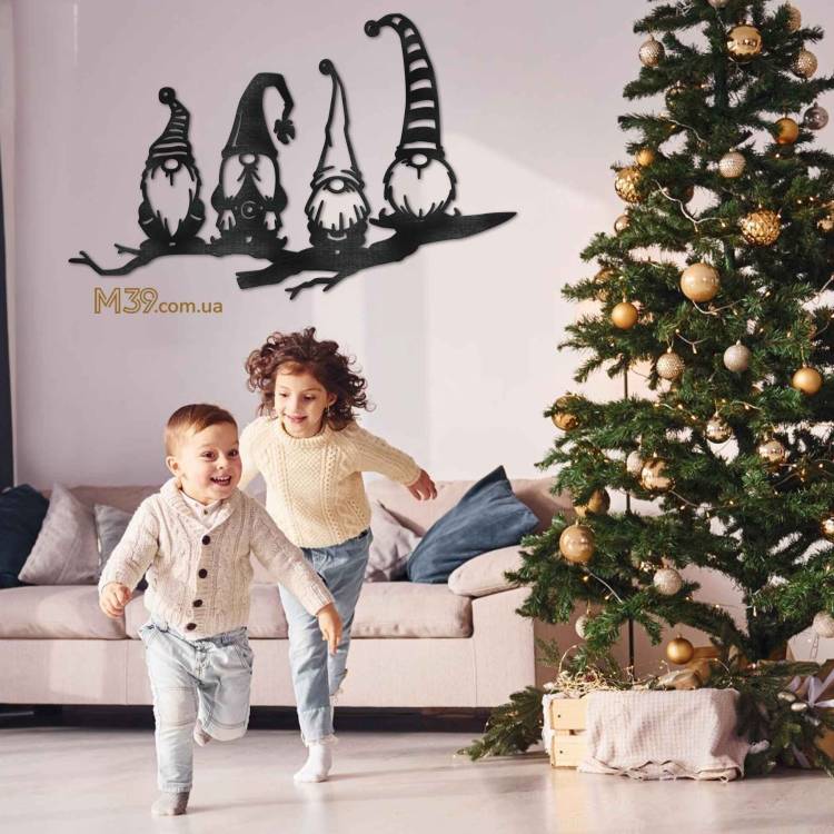 Декоративне Настінне Панно з Дерева Гноми 