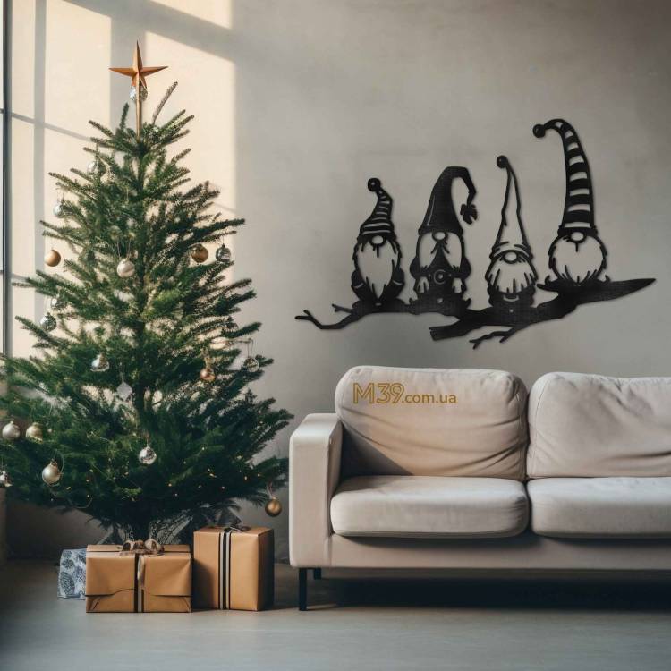 Декоративне Настінне Панно з Дерева Гноми 