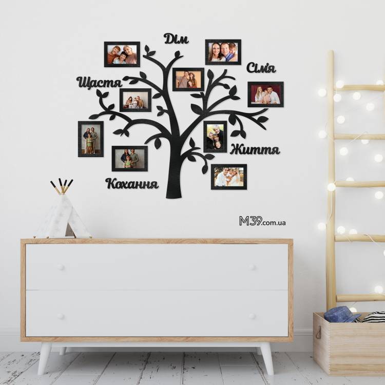 Семейное Дерево с Уютными Надписями, композиция из фоторамок m39.com.ua Семейное Дерево с Уютными Надписями, композиция из фоторамок