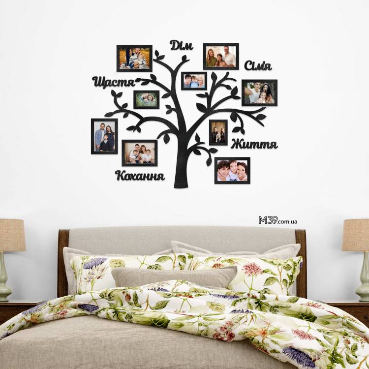 Семейное Дерево с Уютными Надписями, композиция из фоторамок m39.com.ua Семейное Дерево с Уютными Надписями, композиция из фоторамок