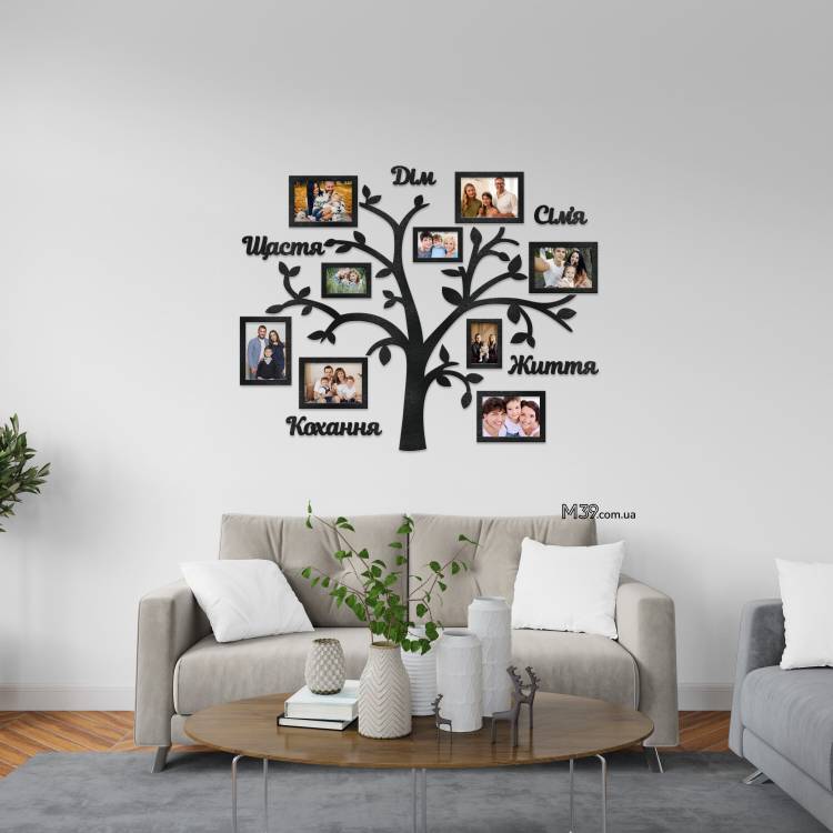 Семейное Дерево с Уютными Надписями, композиция из фоторамок m39.com.ua Семейное Дерево с Уютными Надписями, композиция из фоторамок