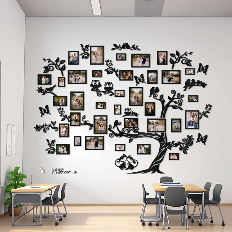 Декор в Школу на Стіну - Сімейне Дерево "Грандіозне", Композиція з Фоторамок