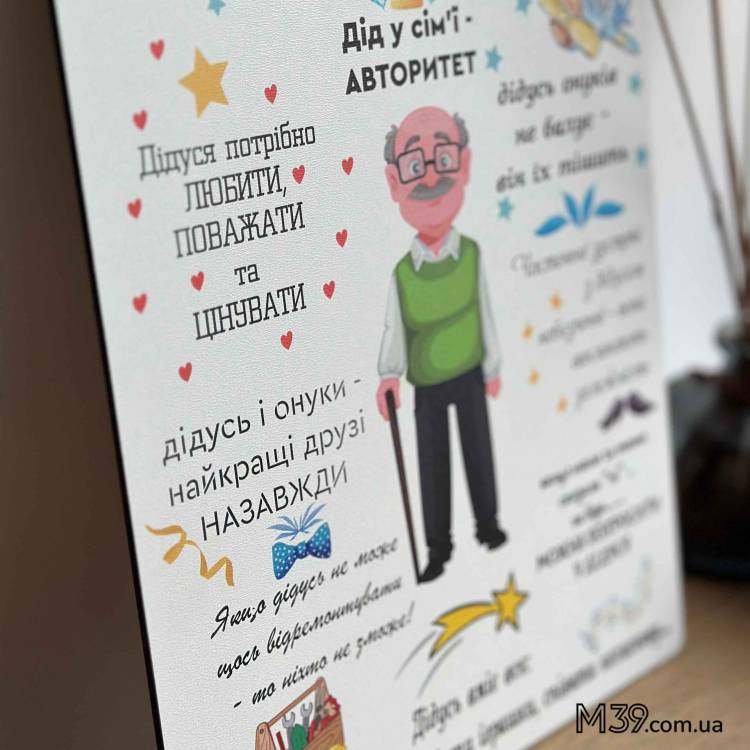 Декоративна Табличка Настінна Правила Дідуся, Подарунок Дідусю