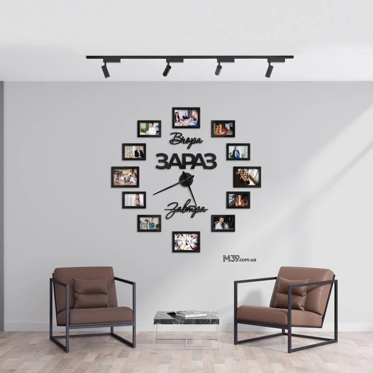 Декор в Офіс на Стіну - Годинник "Зараз" Настінний з Фоторамками m39.com.ua Декор в Офіс на Стіну - Годинник "Зараз" Настінний з Фоторамками