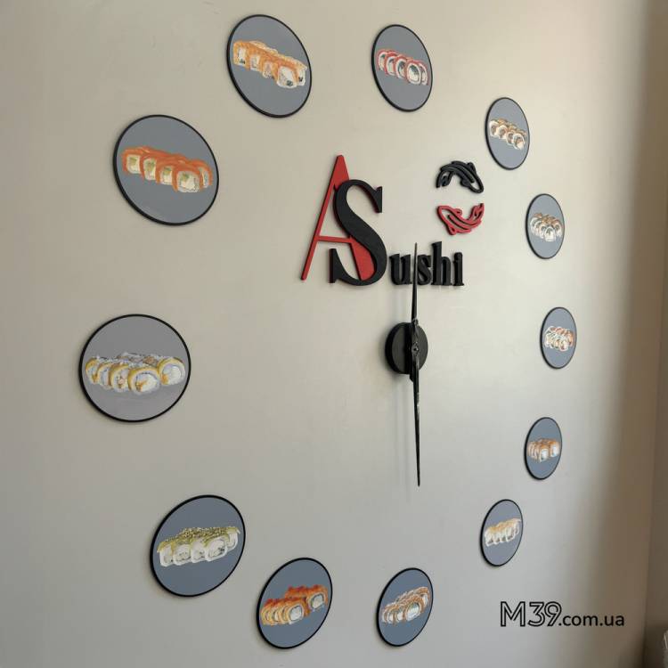 Часы в Кафе с Логотипом Заведения Настенные из Дерева с Цветной Печатью