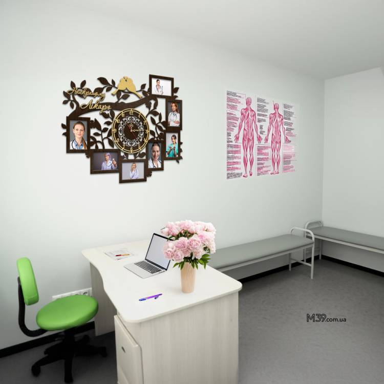 Подарунок Кардіологу - Годинник "Найкращому Лікарю" з фоторамками