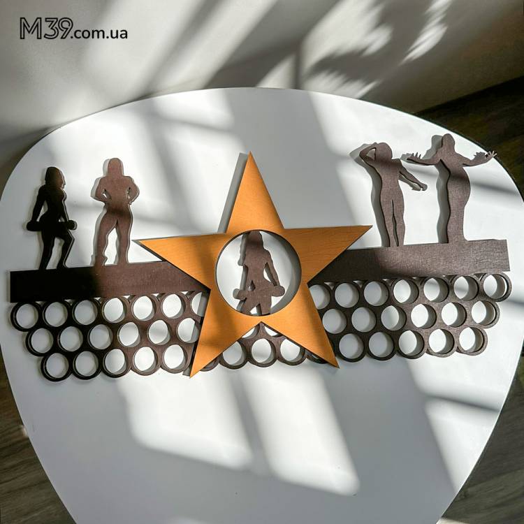 Медальница Женский Бодибилдинг, Тяжёлая Атлетика, для Девушки, из Дерева