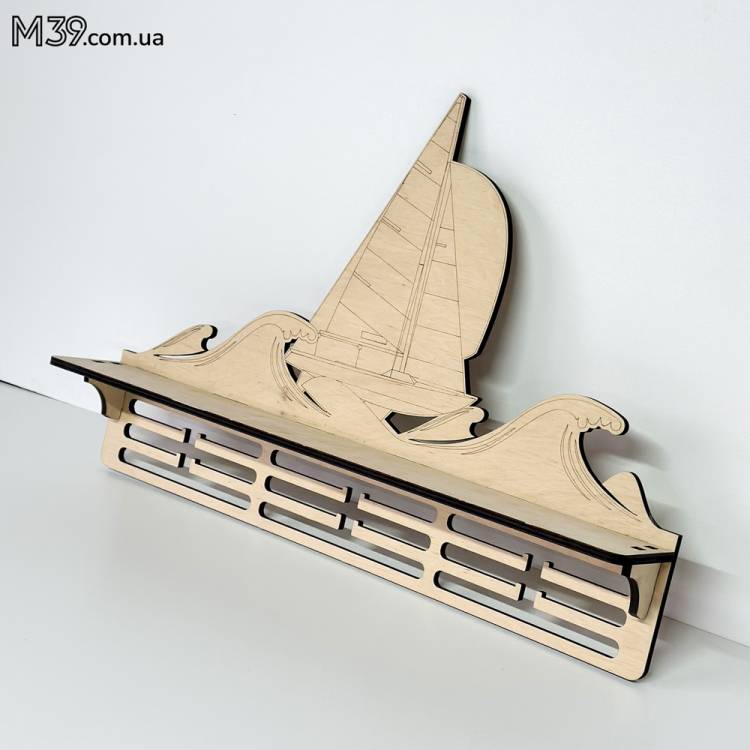Медальниця "Вітрильний Спорт",  "Яхтенний Спорт" з Дерева з Поличкою