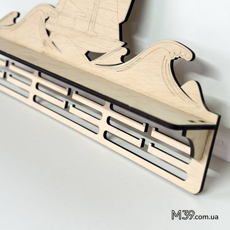 Медальниця "Вітрильний Спорт",  "Яхтенний Спорт" з Дерева з Поличкою