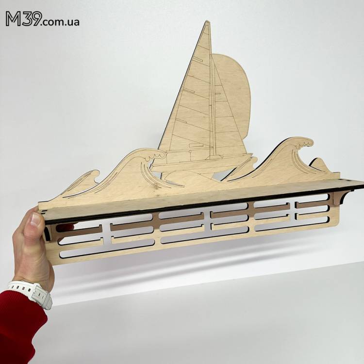 Медальниця "Вітрильний Спорт",  "Яхтенний Спорт" з Дерева з Поличкою