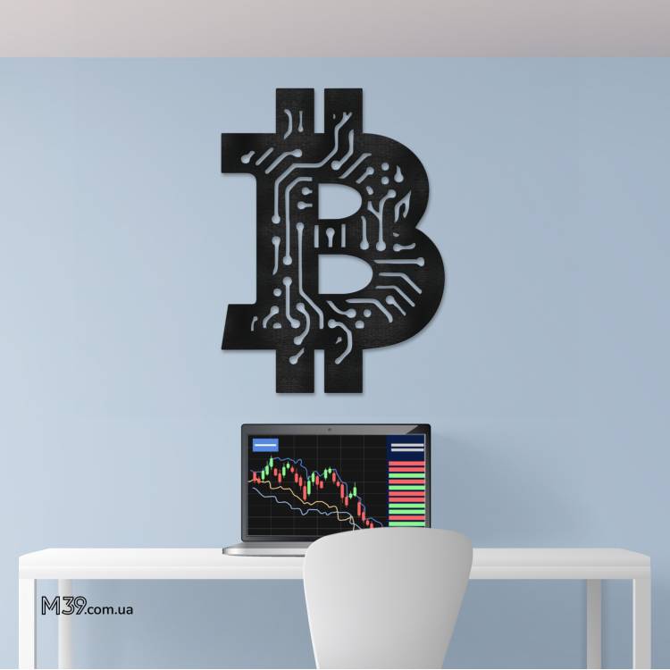 Декоративне Панно "Біткоїн" з Дерева на Стіну, Крипто Декор m39.com.ua Декоративне Панно "Біткоїн" з Дерева на Стіну, Крипто Декор