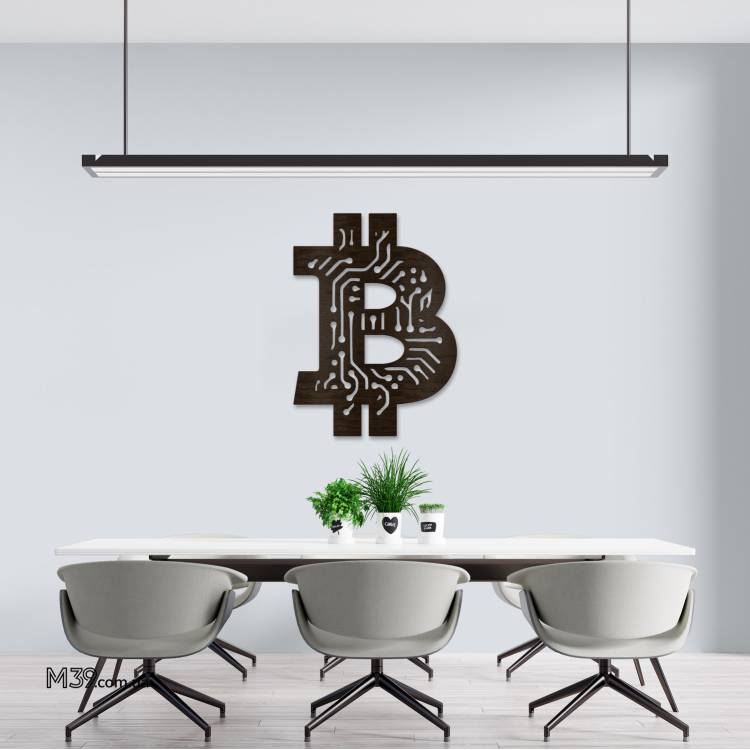 Декоративне Панно "Біткоїн" з Дерева на Стіну, Крипто Декор m39.com.ua Декоративне Панно "Біткоїн" з Дерева на Стіну, Крипто Декор