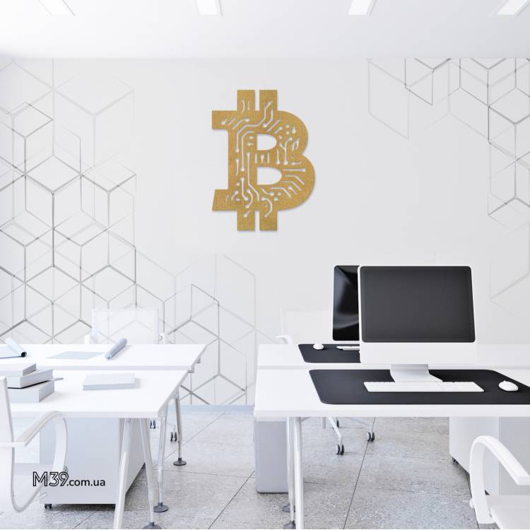 Декоративне Панно "Біткоїн" з Дерева на Стіну, Крипто Декор m39.com.ua Декоративне Панно "Біткоїн" з Дерева на Стіну, Крипто Декор