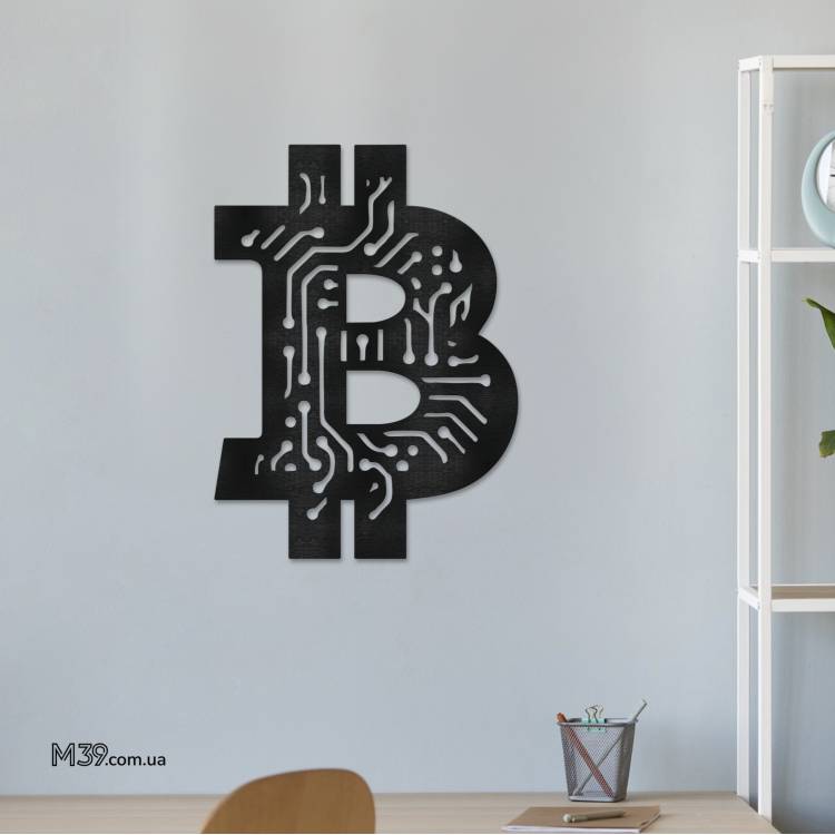 Декоративне Панно "Біткоїн" з Дерева на Стіну, Крипто Декор m39.com.ua Декоративне Панно "Біткоїн" з Дерева на Стіну, Крипто Декор
