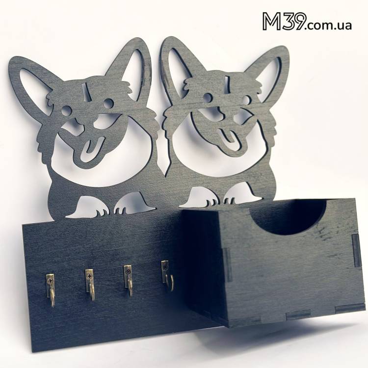 Оригинальный подарок - Ключница "Песики Корги" с Коробочкой для Мелочей