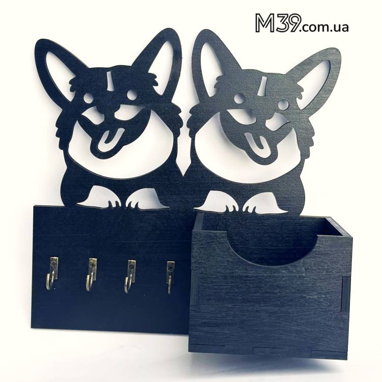 Оригинальный подарок - Ключница "Песики Корги" с Коробочкой для Мелочей