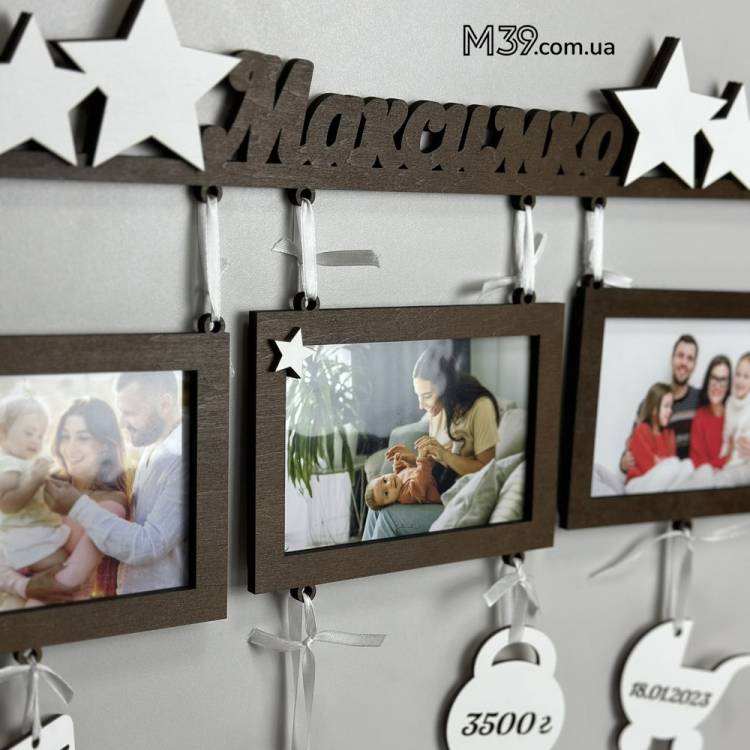 Дитяча Метрика Іменна з Рамками для Фото