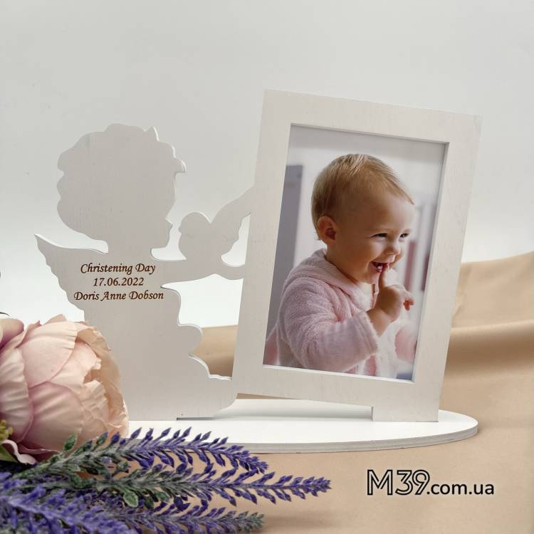 Подарунок Тітці - Фоторамка "Янголятко Хлопчик" з Індивідуальним Гравіюванням