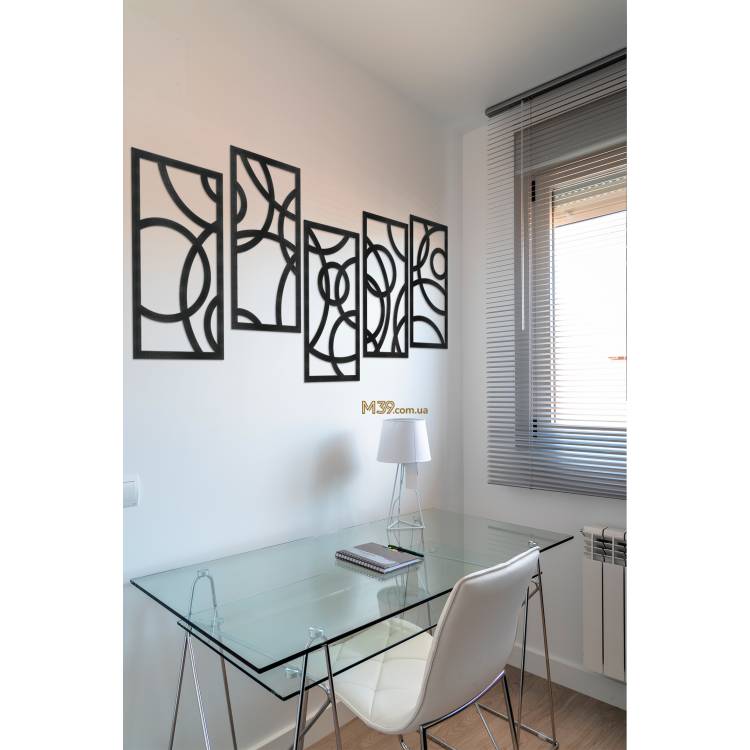 Деревянное декоративное панно Круги на 5 элементов