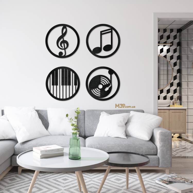 Настінний декор для піаніста — дерев’яне панно «Музика» (3D)