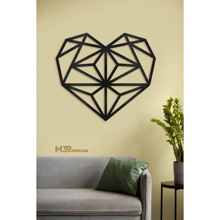 Декор на стену из дерева - панно "Геометрическое сердце", картина лофт для дома m39.com.ua Декор на стену из дерева - панно "Геометрическое сердце", картина лофт для дома