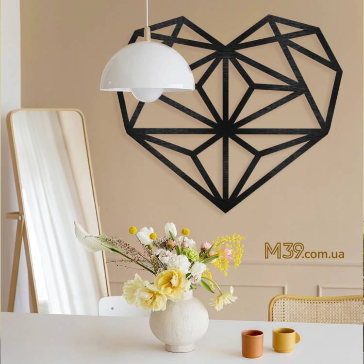 Декор на стену из дерева - панно "Геометрическое сердце", картина лофт для дома m39.com.ua Декор на стену из дерева - панно "Геометрическое сердце", картина лофт для дома