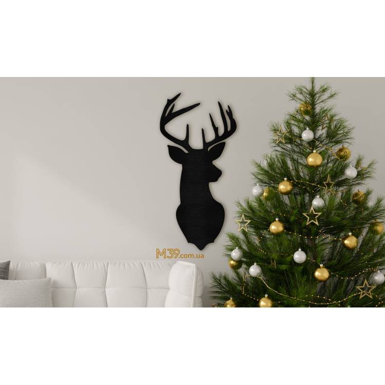 Декор из дерева на стену - панно "Голова Оленя", 3D картина из дерева