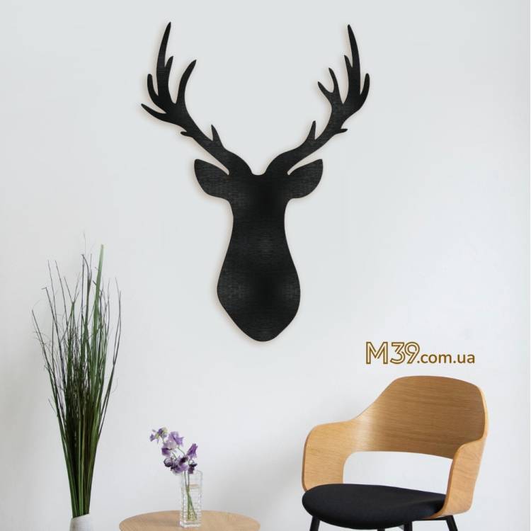 Декор на стіну з дерева - декоративне панно "Голова Оленя", 3д картина з дерева