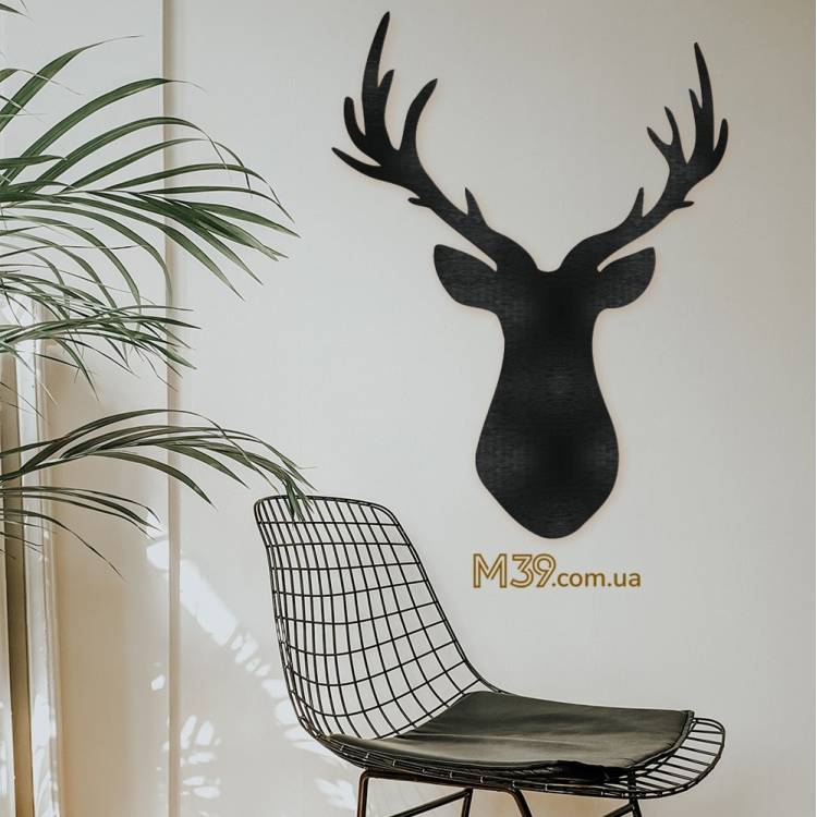 Декор на стіну з дерева - декоративне панно "Голова Оленя", 3д картина з дерева