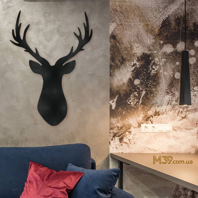 Декор на стіну з дерева - декоративне панно "Голова Оленя", 3д картина з дерева