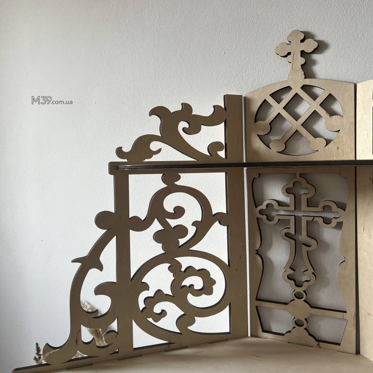 Іконостас домашній з дерева Настінний. Поличка для ікон