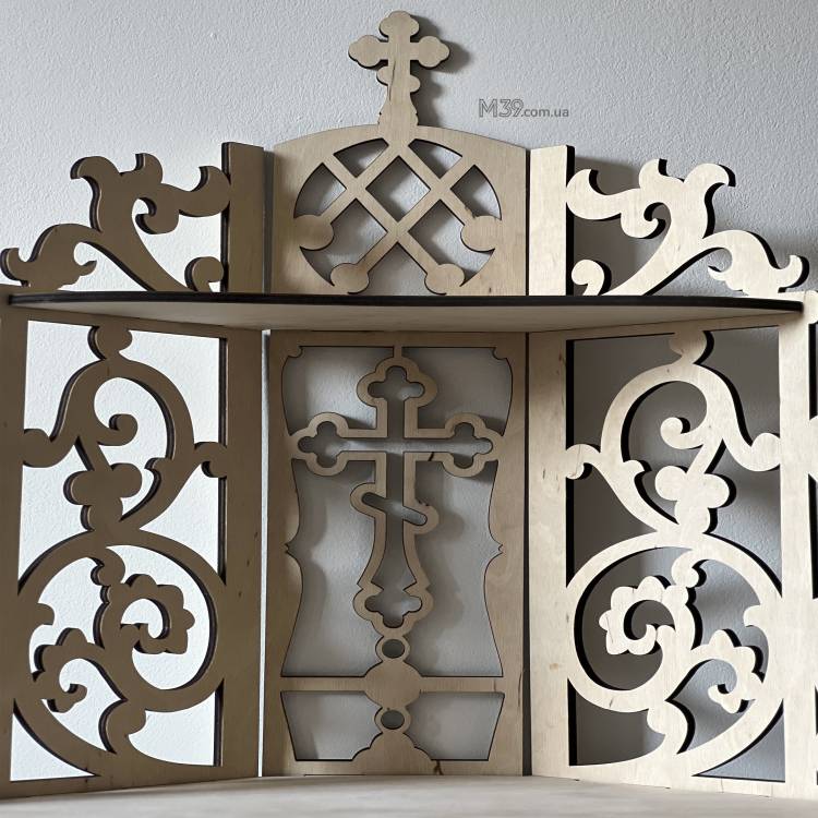 Іконостас домашній з дерева Настінний. Поличка для ікон