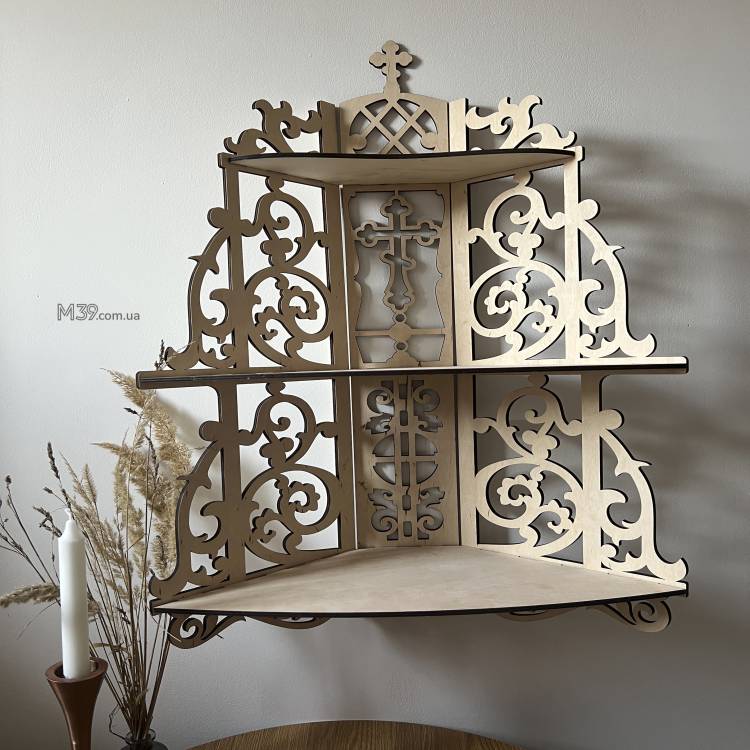 Іконостас домашній з дерева Настінний. Поличка для ікон