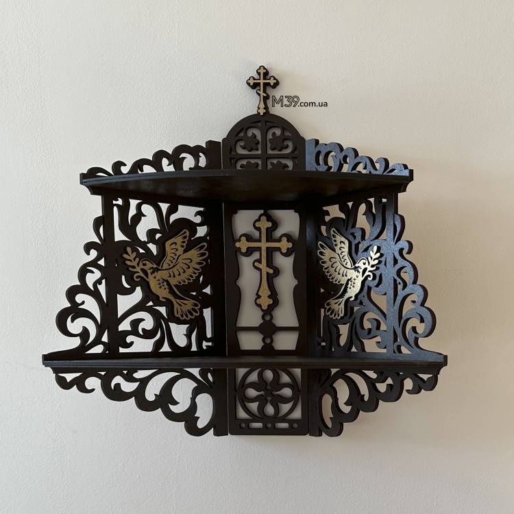 Іконостас домашній. Поличка кутова для ікон широка